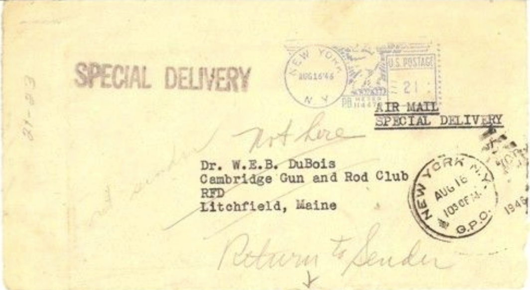 NAACP vacation schedule, 1945, with Du Bois's dates circled